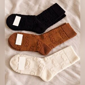 UGG Women's Terry Crew Socks - Black, Brown, Cream